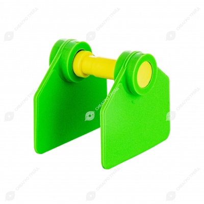 Бирка ушная двойная малая №4 (35 * 32 мм), зеленая с номером, 200 шт