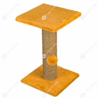 Когтеточка СТОЛБИК С ПОЛКОЙ иск.мех (28 * 28 * 50 см), BLACK CAT