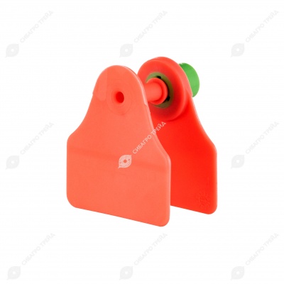 Бирка ушная двойная для свиней (47 * 40 мм) без номера, красная, 100 шт