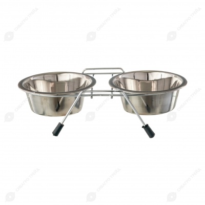 Миски металлические на подставке 2 * 0,3 л, ЗОЛОТАЯ РЫБКА