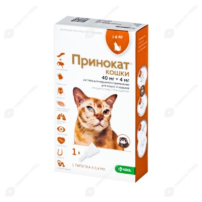 Принокат капли для кошек до 4 кг, 40/4 мг, 1 пипетка 0,4 мл