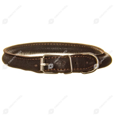 Ошейник кожаный CORD (КРУГЛЫЙ) цветной, d 1 см, пряжка 1,6 см, 40 - 46 см