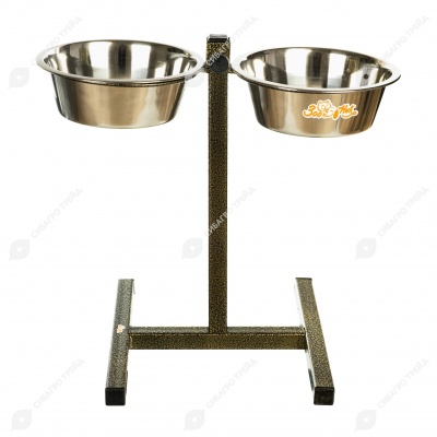 Миски металлические + регулируемая подставка, БРОНЗА 2 * 4,0 л, ЗООНИК