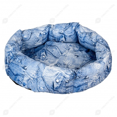 Лежанка овальная пёстрый бязь (60 * 45 * 18 см), BLACK CAT