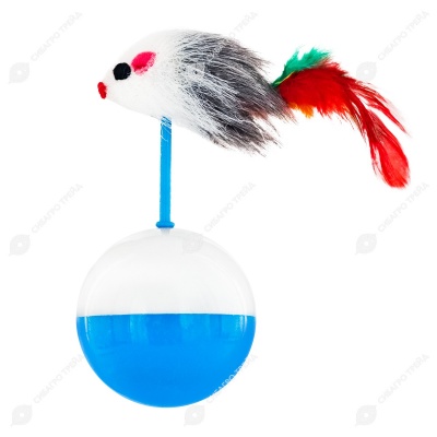 Игрушка неваляшка-шарик с мышкой (h=12 см, d=5,5 см) для кошек, микс, NUNBELL