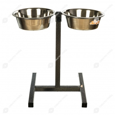 Миски металлические + регулируемая подставка, ХРОМ 2 * 4 л, ЗООНИК