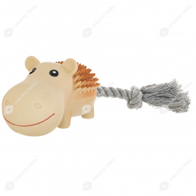 Игрушка ЛАТЕКС ZOO Гиппопотам с канатом, 26 см