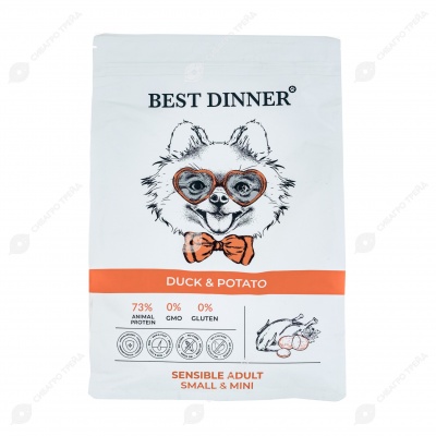 BEST DINNER для собак мелких пород (УТКА, КАРТОФЕЛЬ), 1,5 кг.