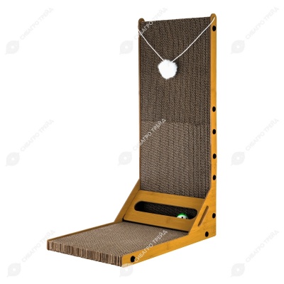 Домик-когтеточка WOGY (56 * 28 * 30 см) с дразнилками помпон 2 шт, для кошек