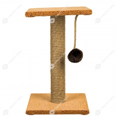 Когтеточка СТОЛБИК С ПОЛКОЙ мебельн.ткань (28 * 28 * 50 см), BLACK CAT