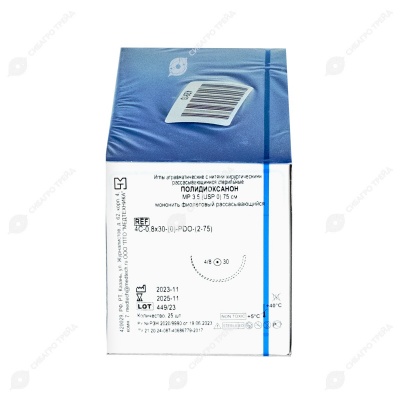 Нить МОНО, Metric (EP) 3,5 USP 0, 0,75см 1 игла колющая, 30 мм, изгиб 1/2, 25 шт, (Сургикрол), МТ