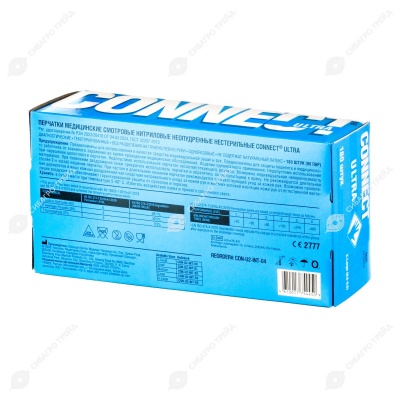 Перчатки нитриловые, плотные, размер XL, 90 пар, CONNECT BLUE NITRILE ULTRA