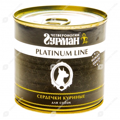 ЧЕТВЕРОНОГИЙ ГУРМАН Platinum Line для собак (СЕРДЕЧКИ КУРИНЫЕ, ЖЕЛЕ), 240 г.