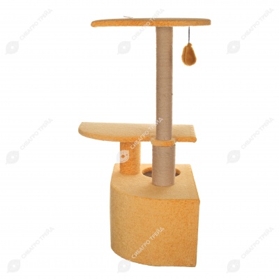 Домик-когтеточка №016 угловой с двумя полками (49 * 36 * 100 см), ZOOМИР