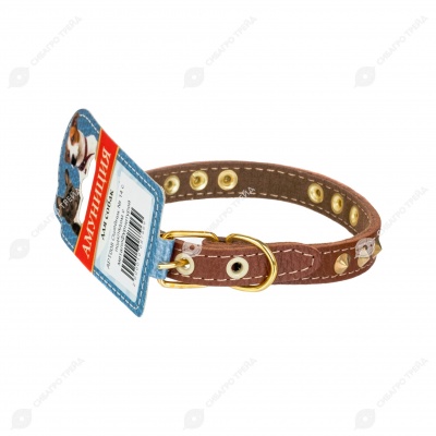 Ошейник №14 кожаный (ПОДКЛАД, МЕТАЛЛОФУРНИТУРА), ЧК