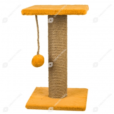 Когтеточка СТОЛБИК С ПОЛКОЙ иск.мех (28 * 28 * 50 см), BLACK CAT