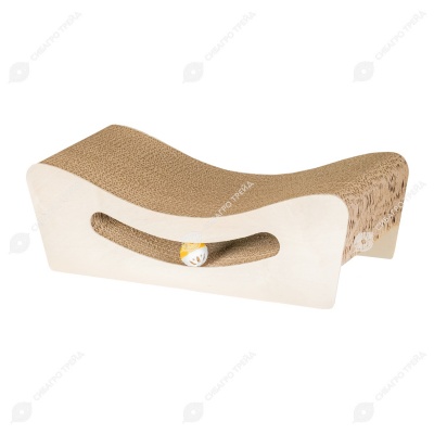 Когтеточка-лежанка картон ЗВЕРЬЁ МОЁ улыбка с игрушкой (49 * 21 * 16 см)