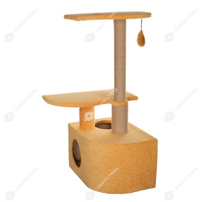 Домик-когтеточка №016 угловой с двумя полками (49 * 36 * 100 см), ZOOМИР