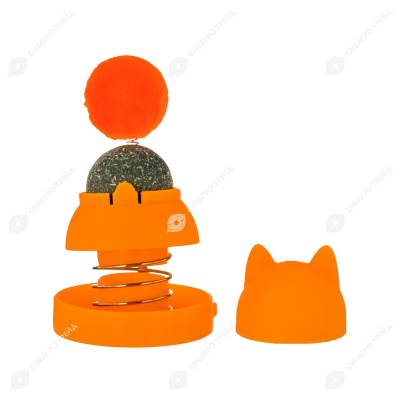 Игрушка-дразнилка WOGY Шарик меховой d2.5 см на пружинке (9 * 5,5 см) + кошачья мята, на липучке