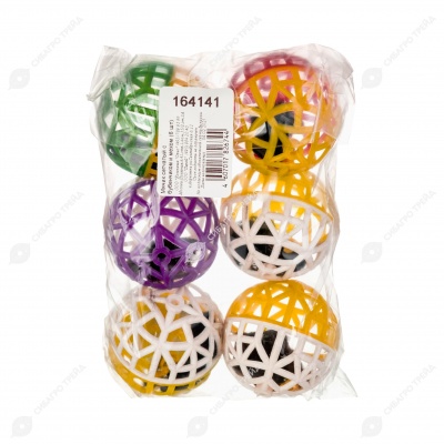 Мячик сетчатый с бубенчиком и мехом, 6 шт, ЗООНИК