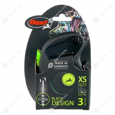 Рулетка BLACK DESIGN XS (3 м, 8 кг) трос, зелёный, FLEXI