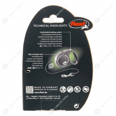 Рулетка BLACK DESIGN XS (3 м, 8 кг) трос, розовый, FLEXI