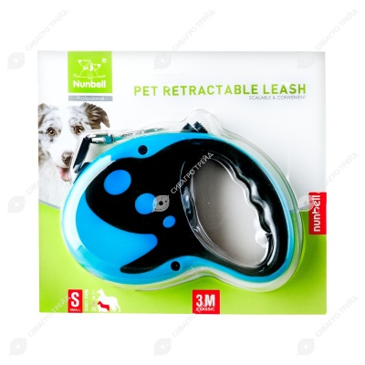 Поводок-рулетка для животных l=3 м до 12 кг, прорезиненная ручка, 2D-кнопка, микс, NUNBELL