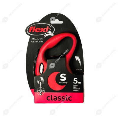 Рулетка CLASSIC S (5 м, 12 кг) трос, красный, FLEXI