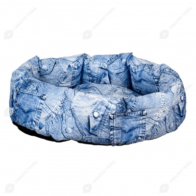 Лежанка овальная пёстрый бязь (60 * 45 * 18 см), BLACK CAT