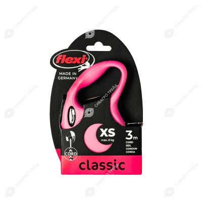 Рулетка CLASSIC XS (3 м, 8 кг) трос, розовый, FLEXI