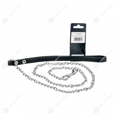 Поводок-цепь с кожаной ручкой, 1,2 м, КАСКАД