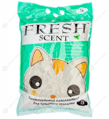 Наполнитель FRESH SCENT комкующийся, мята. , 5 л