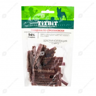 TITBIT лакомство говядина по-строгановски для собак, 80 г (Золотая коллекция)
