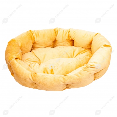 Лежанка PUMA овальная пухлая с подушкой БЕЖЕВЫЙ (62 * 50 * 19 см)