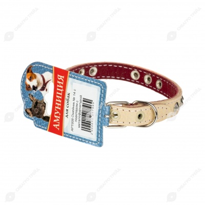 Ошейник №14 кожаный (ПОДКЛАД, МЕТАЛЛОФУРНИТУРА), ЧК