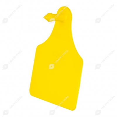 Бирка двойная СКС (61 * 80 мм) жёлтая без номера (под щипцы СКС с иглой), 100 шт