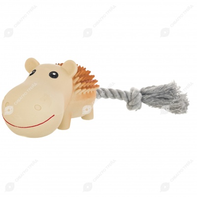 Игрушка ЛАТЕКС ZOO Гиппопотам с канатом, 26 см