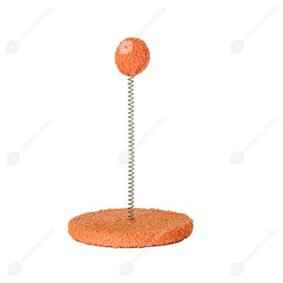 Игрушка WOGY Мячик-погремушка меховой на пружинке в-25 см с основанием для кошек, микс