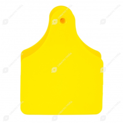 Бирка двойная СКС (61 * 80 мм) жёлтая без номера (под щипцы СКС с иглой), 100 шт