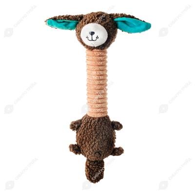 Игрушка-пищалка WOGY Зверята (42 * 12 см) шея резиновая, шуршит, для собак, микс