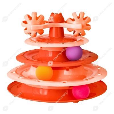 Игрушка WOGY Пирамида (23,5 * 23,5 * 21 см), с шариками и колокольчиками, вращается для кошек