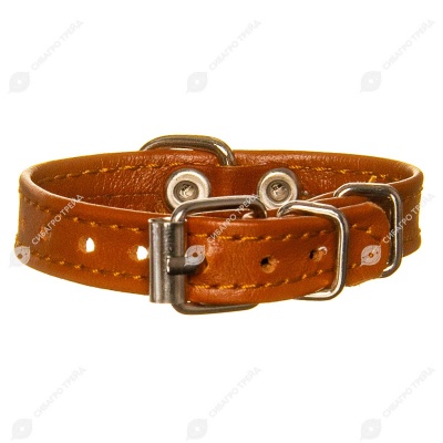 Ошейник кожаный COMFORT (ДВУХСЛОЙНЫЙ, ПРОСТРОЧКА, ЦВЕТНОЙ) 14 - 21 см, 1,2 см, ECO
