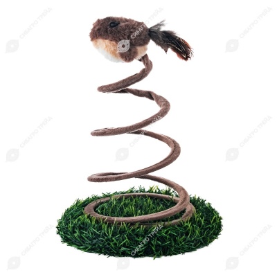 Игрушка-неваляшка WOGY Птичка поющая (9 * 6 * 5 см) мех на спирали h-27 см, подставка-травка