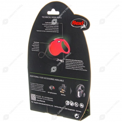 Рулетка CLASSIC M (5 м, 25 кг) ремень, красный, FLEXI