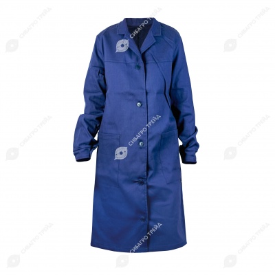 Халат рабочий Диагональ ЖЕНСКИЙ синий, размер 52-54, рост 170-176 см.
