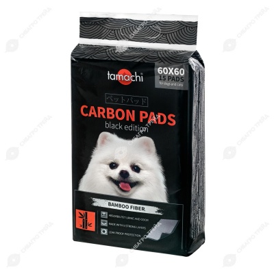 TAMACHI пеленки впитывающие черные, с угольным волокном (60 * 60 см), 15 шт