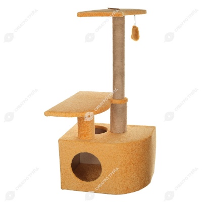 Домик-когтеточка №016 угловой с двумя полками (49 * 36 * 100 см), ZOOМИР