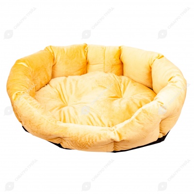 Лежанка PUMA овальная пухлая с подушкой БЕЖЕВЫЙ (75 * 60 * 22 см)