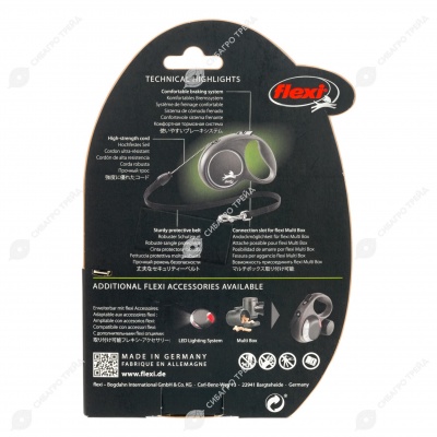 Рулетка BLACK DESIGN M (5 м, 20 кг) трос, синий, FLEXI