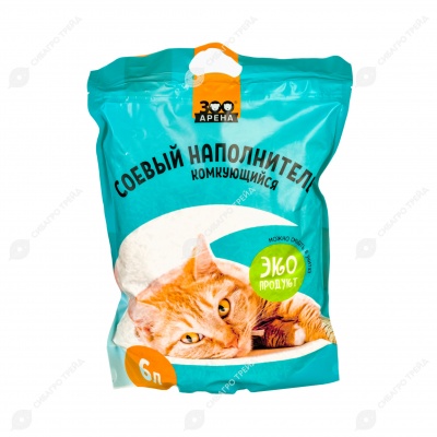 Наполнитель соевый ЗооАрена, без запаха, 6 л